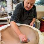 John Higgins at work in his studio 2018
